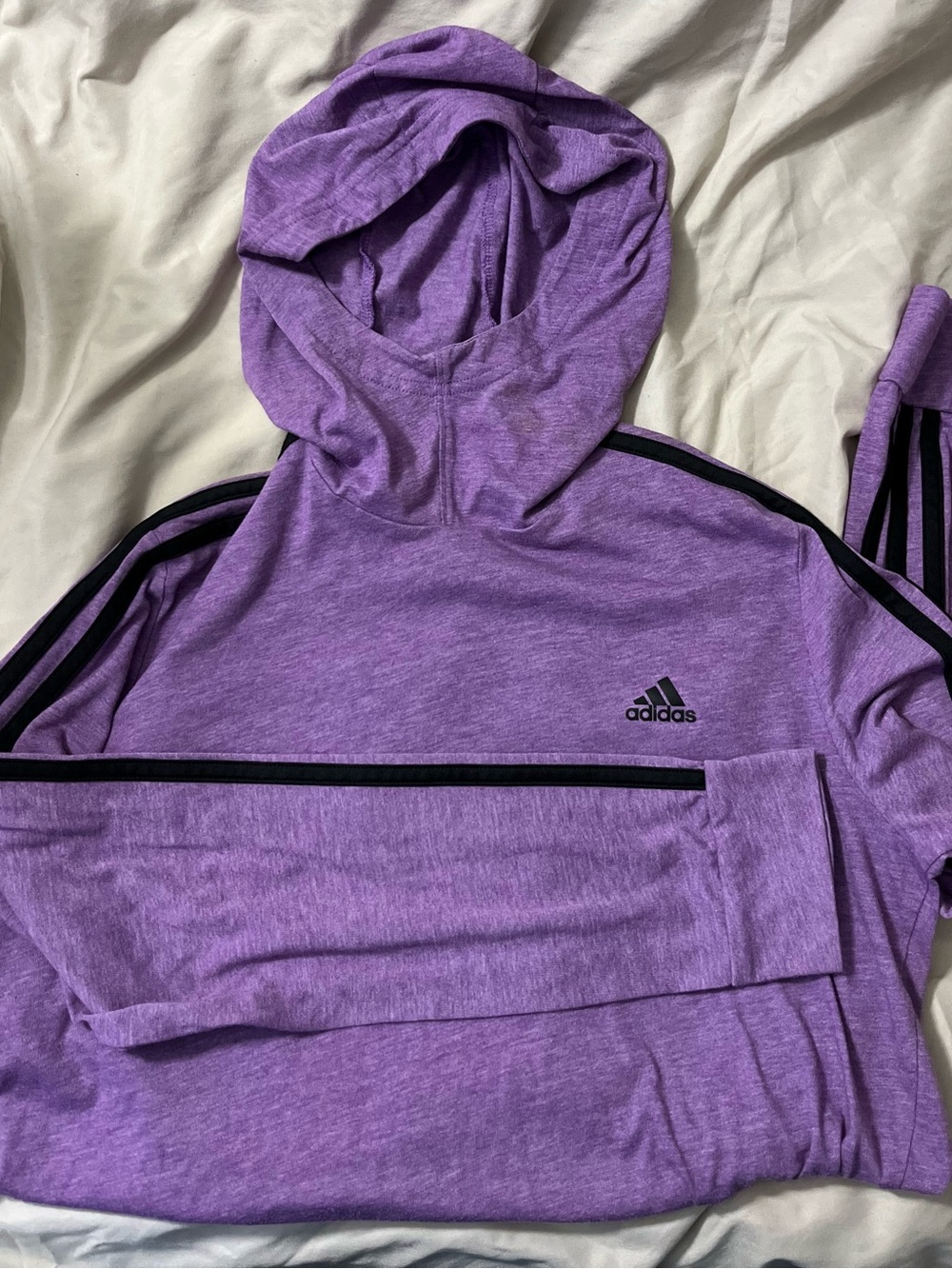 adidas Purple Hoodie with Black Stripe Detail